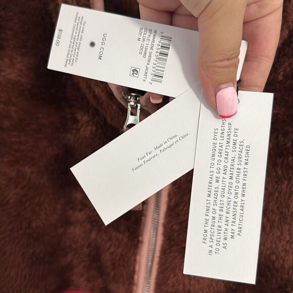 NWT- UGG-Marlene Sherpa Jacket II- pink and brown- Size medium - Picture 8 of 12